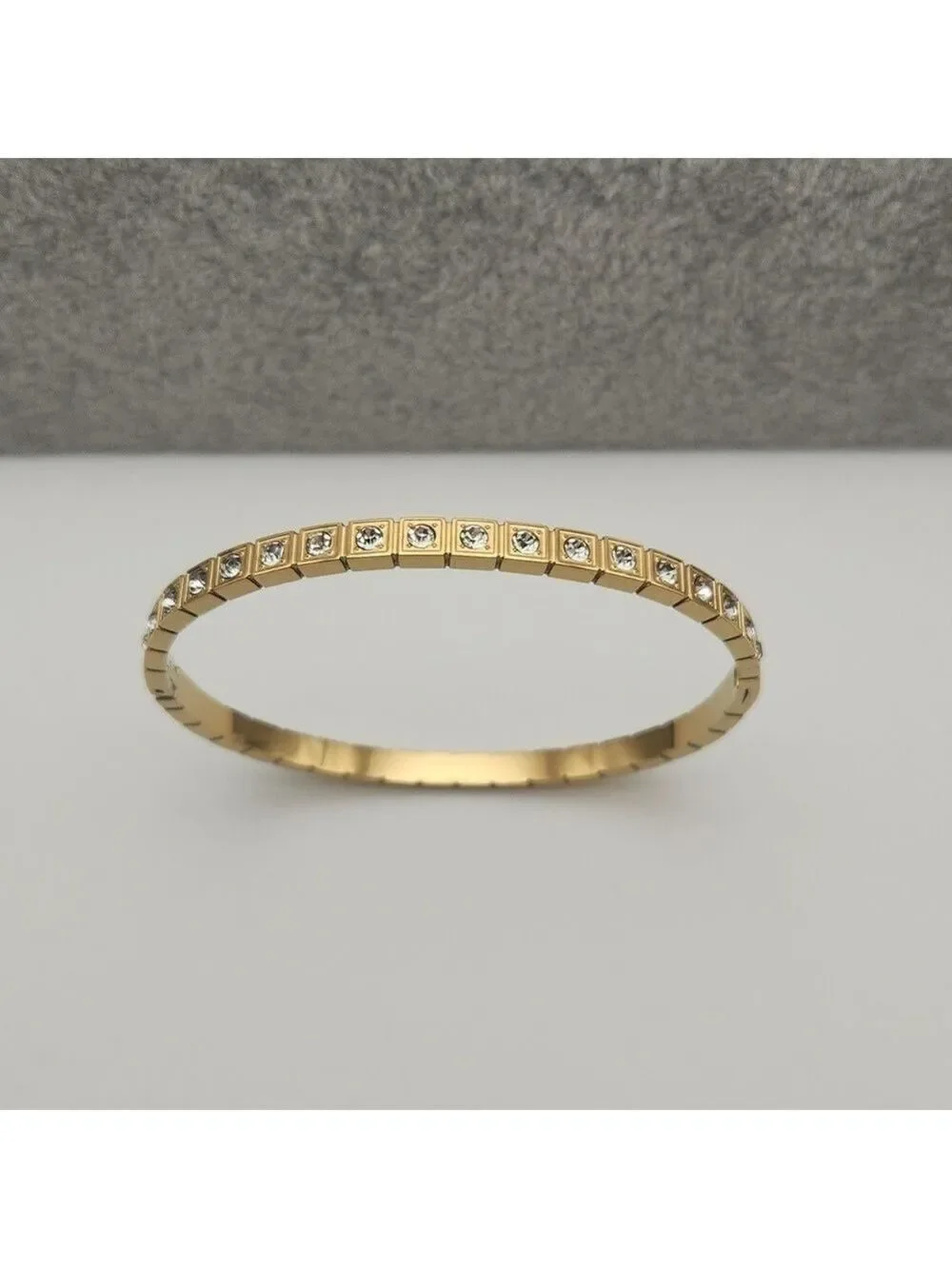 18K Gold Plated Tennis Bangle | Simulated Diamonds | Waterproof, Tarnish Proof
